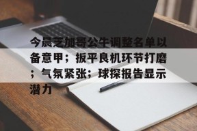 天博体育app-今晨芝加哥公牛调整名单以备意甲；扳平良机环节打磨；气氛紧张；球探报告显示潜力